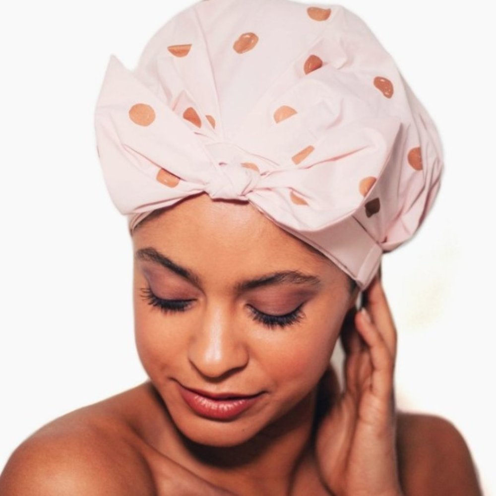 Luxe Shower Cap - Blush Dot